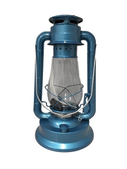 Stormlantaarn olie lichtblauw 38 cm